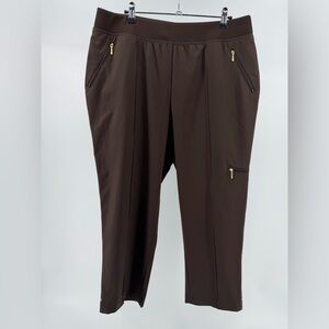 Chico's Zenergy Chocolate Brown Stretch Cropped Pull-On Pants, Women's Large (2)